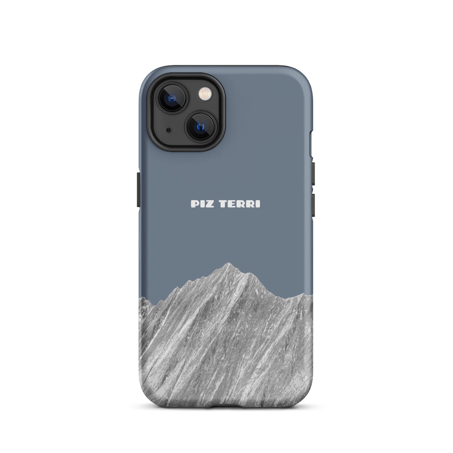 Schiefergraue iPhone-Hülle Piz Terri, matt, robust, mit Präzisionsausschnitten für iPhone 13.