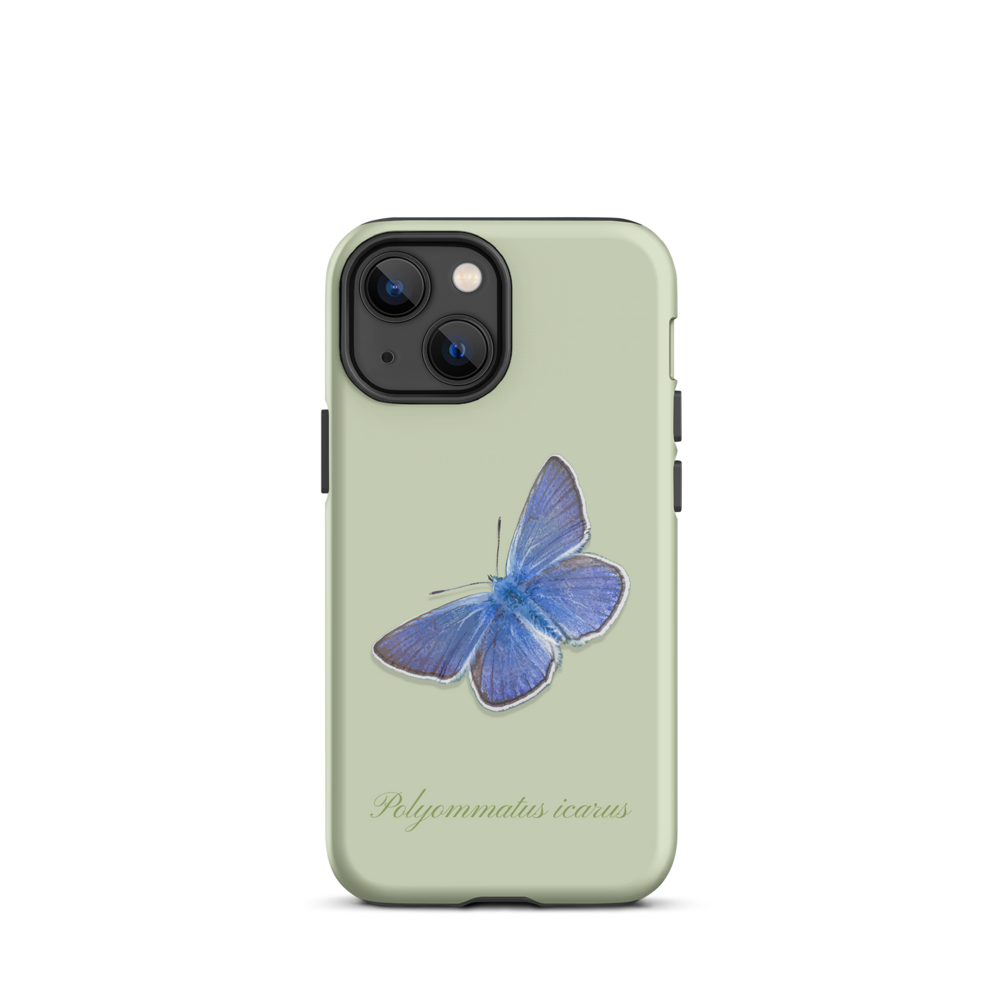 iPhone 13 Mini Handyhülle in Hellgrün, Bläuling Design, matte Oberfläche, robustes Case, stoßfest