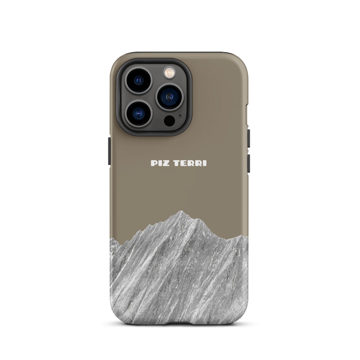Graubraune iPhone-Hülle mit Piz Terri Motiv, matt, robuste Schutzhülle für iPhone 13 Pro