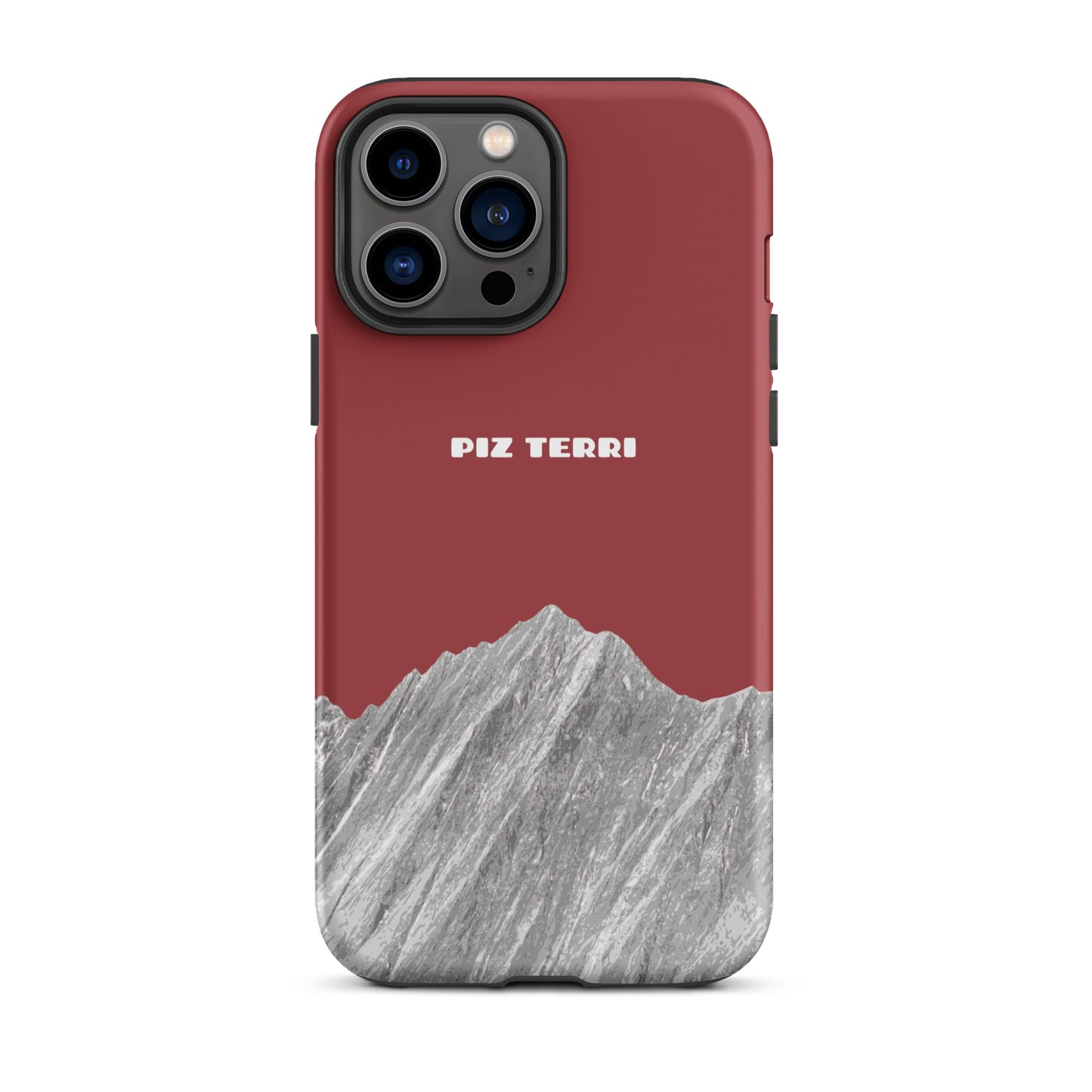 Robuste Handyhülle für iPhone mit Piz Terri Motiv in Rot, Schutzhülle mit mattem Finish.