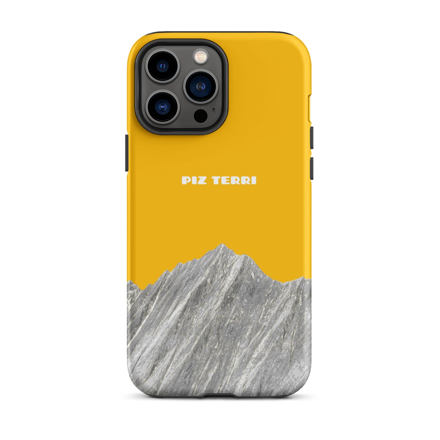 iPhone Handyhülle Piz Terri in Goldgelb, robuste Matte-Optik, Schutzhülle für iPhone 13 Pro Max