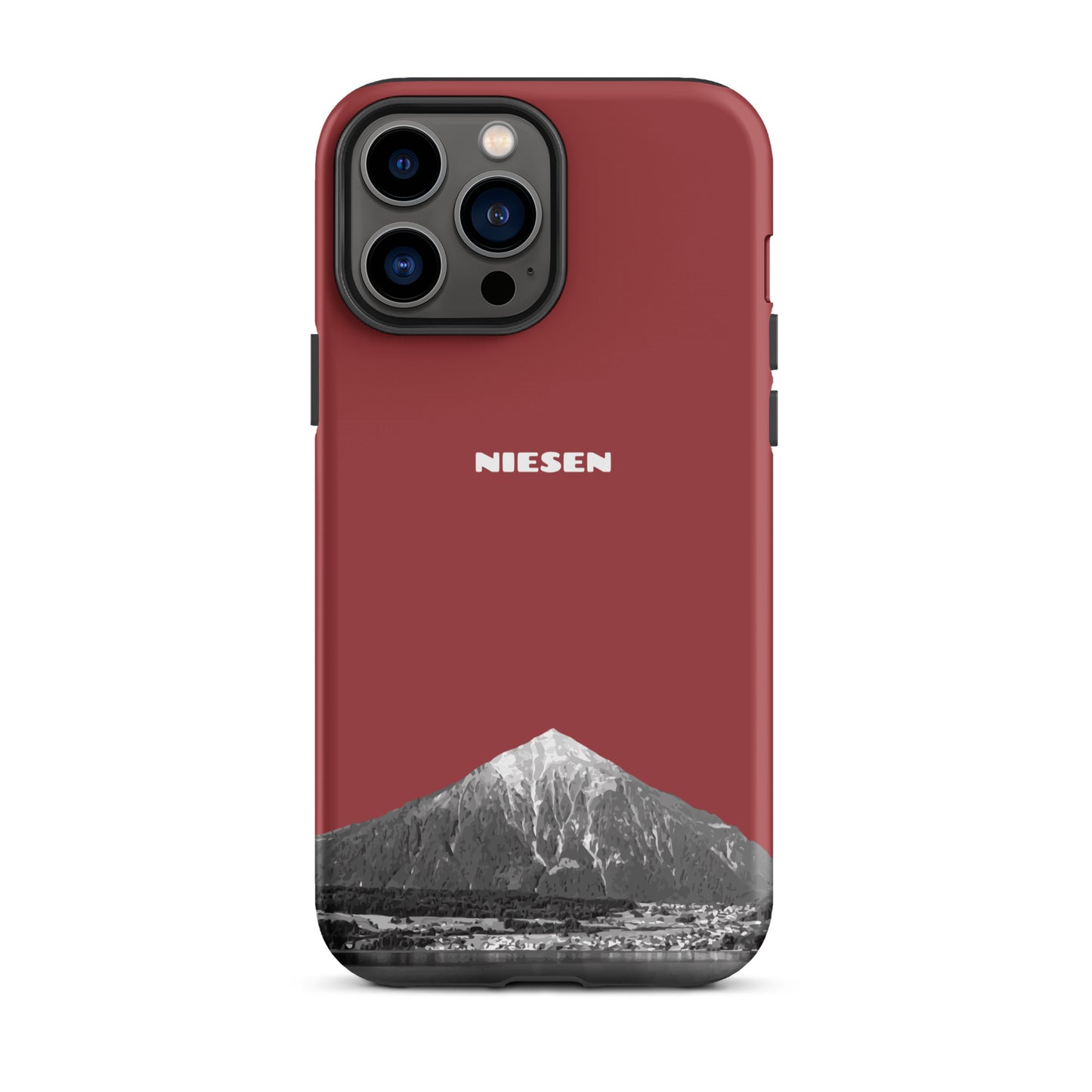 iPhone Case - Niesen - Rot für Apple iPhone 13 Pro Max. Mit Abbildung des Niesens am Thunersee im Berner Oberland.