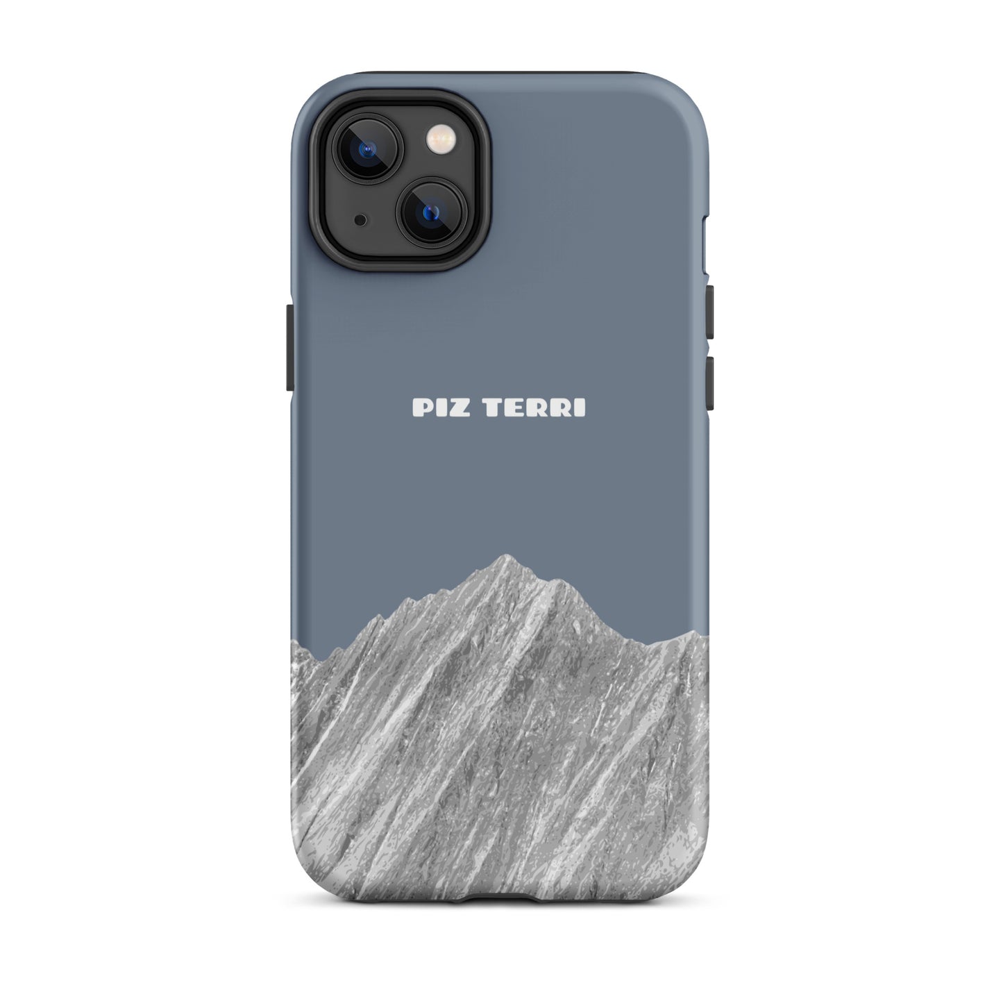 Schiefergraue iPhone-Hülle mit Piz Terri Design, robuste Handyhülle für iPhone 14 Plus
