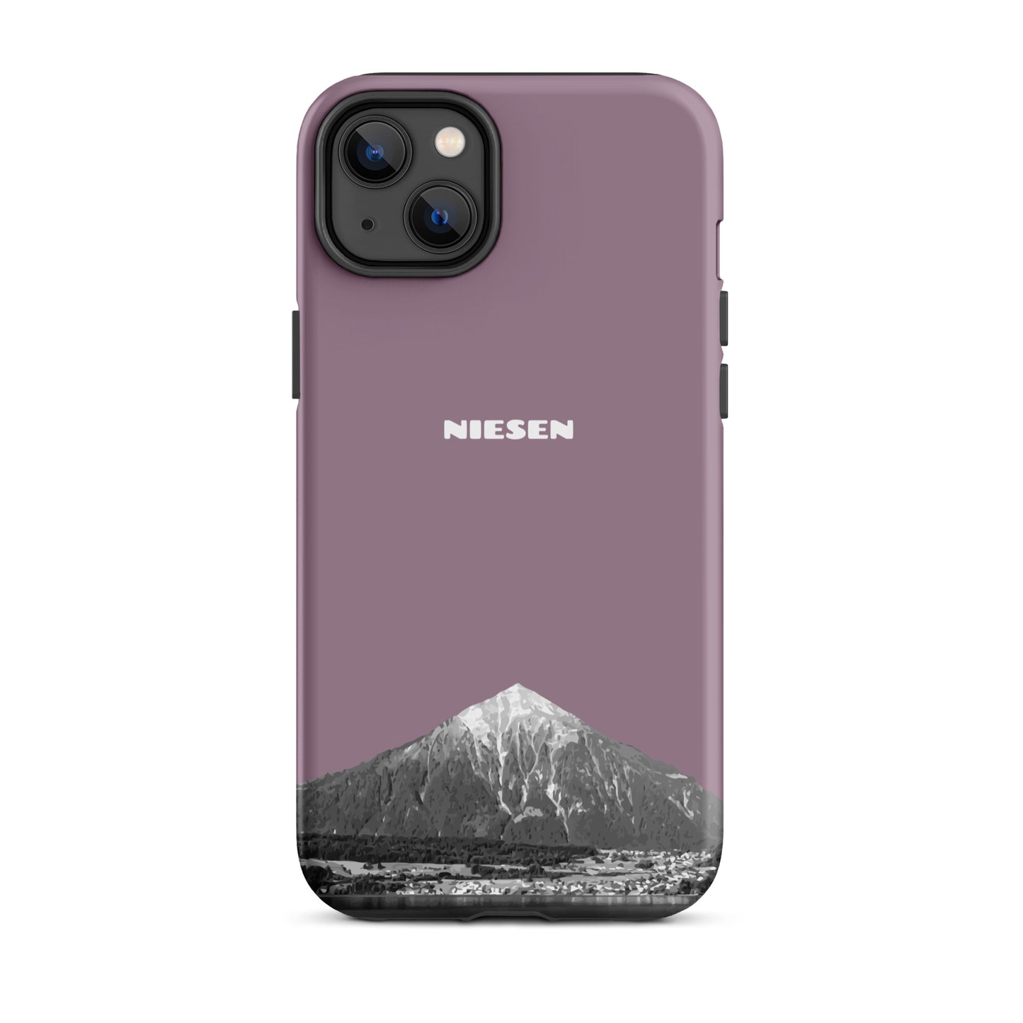 Pastellviolette iPhone 14 Plus Handyhülle mit Niesen-Motiv, matt, stoßfest