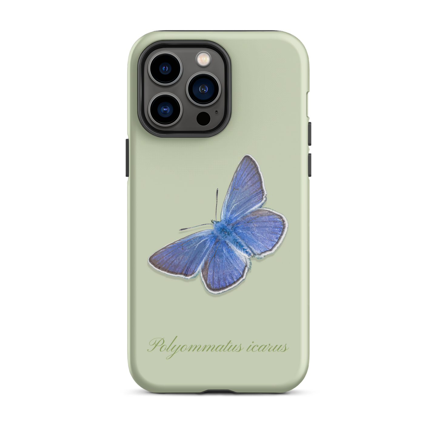 iPhone 14 Pro Max Hülle in Hellgrün, Bläuling Design, matte Oberfläche, stoßfest