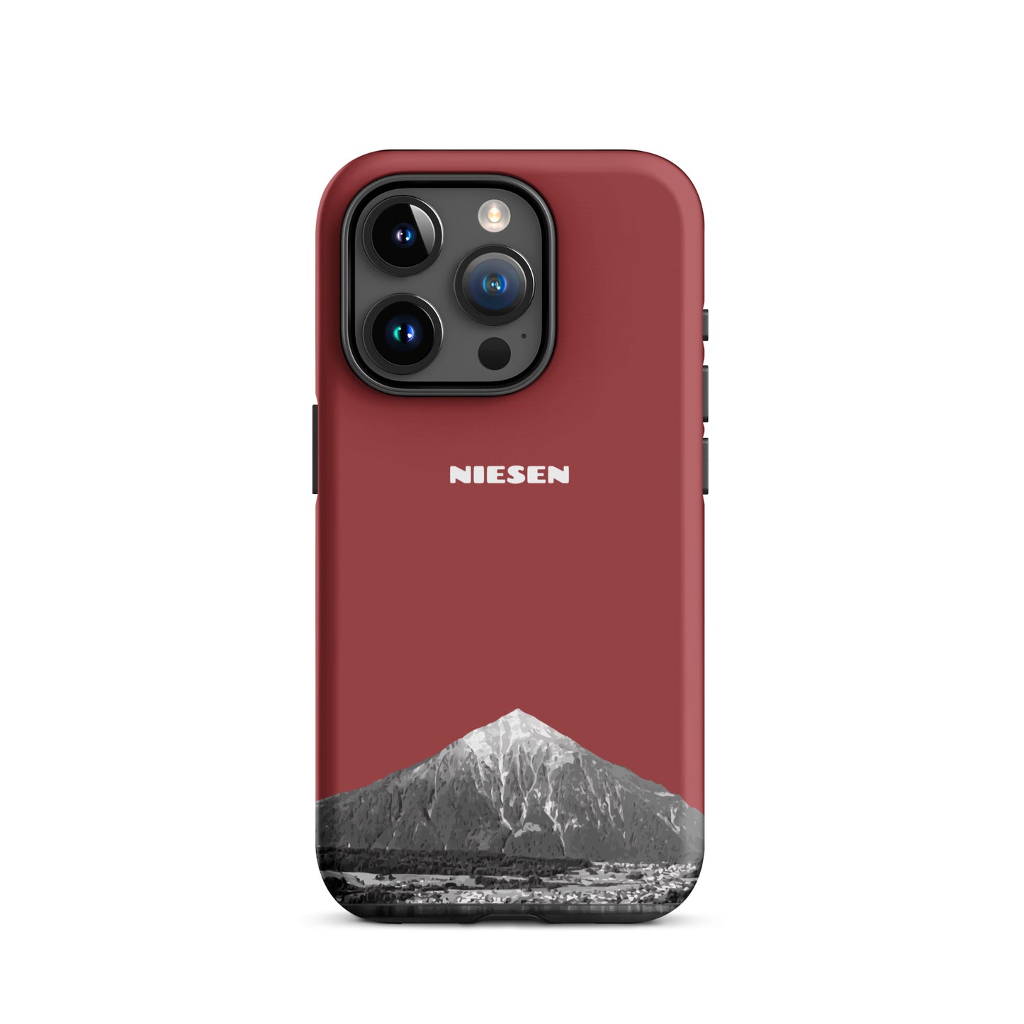 Rote iPhone 15 Pro Handyhülle mit Niesen-Motiv, matt, stoßfest