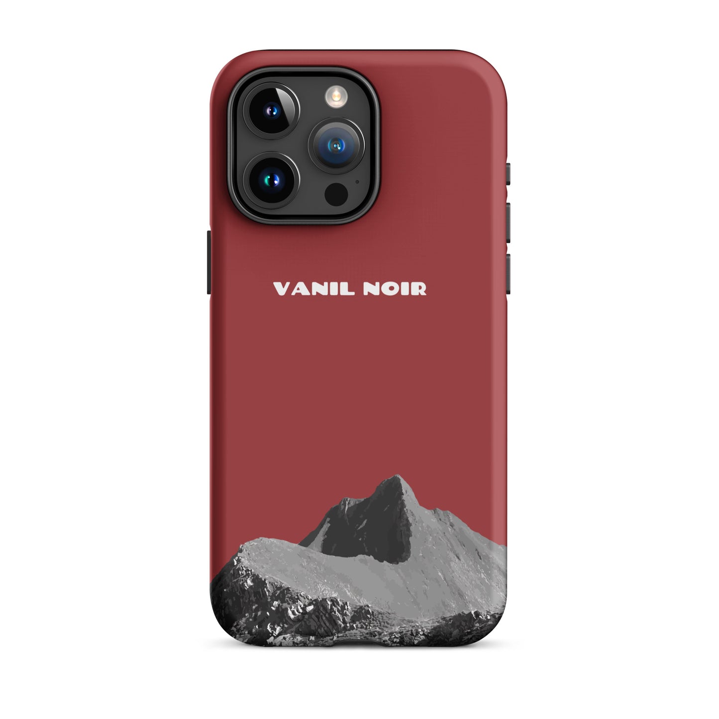 Rote iPhone 15 Pro Max Handyhülle mit Vanil Noir Design, matt, robuste Schutzhülle.