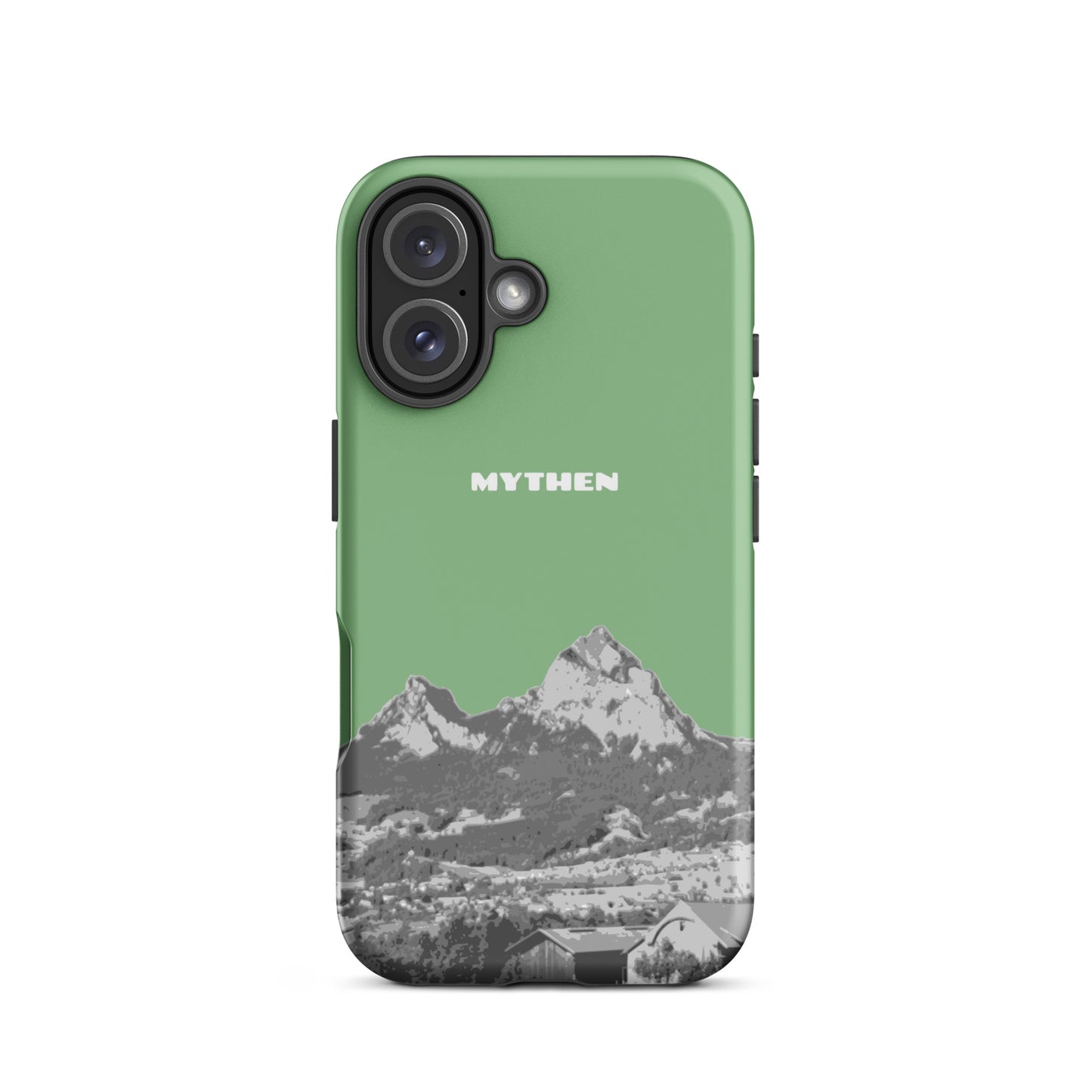 Matte iPhone Hülle in Hellgrün mit Mythen-Motiv, Vorderansicht