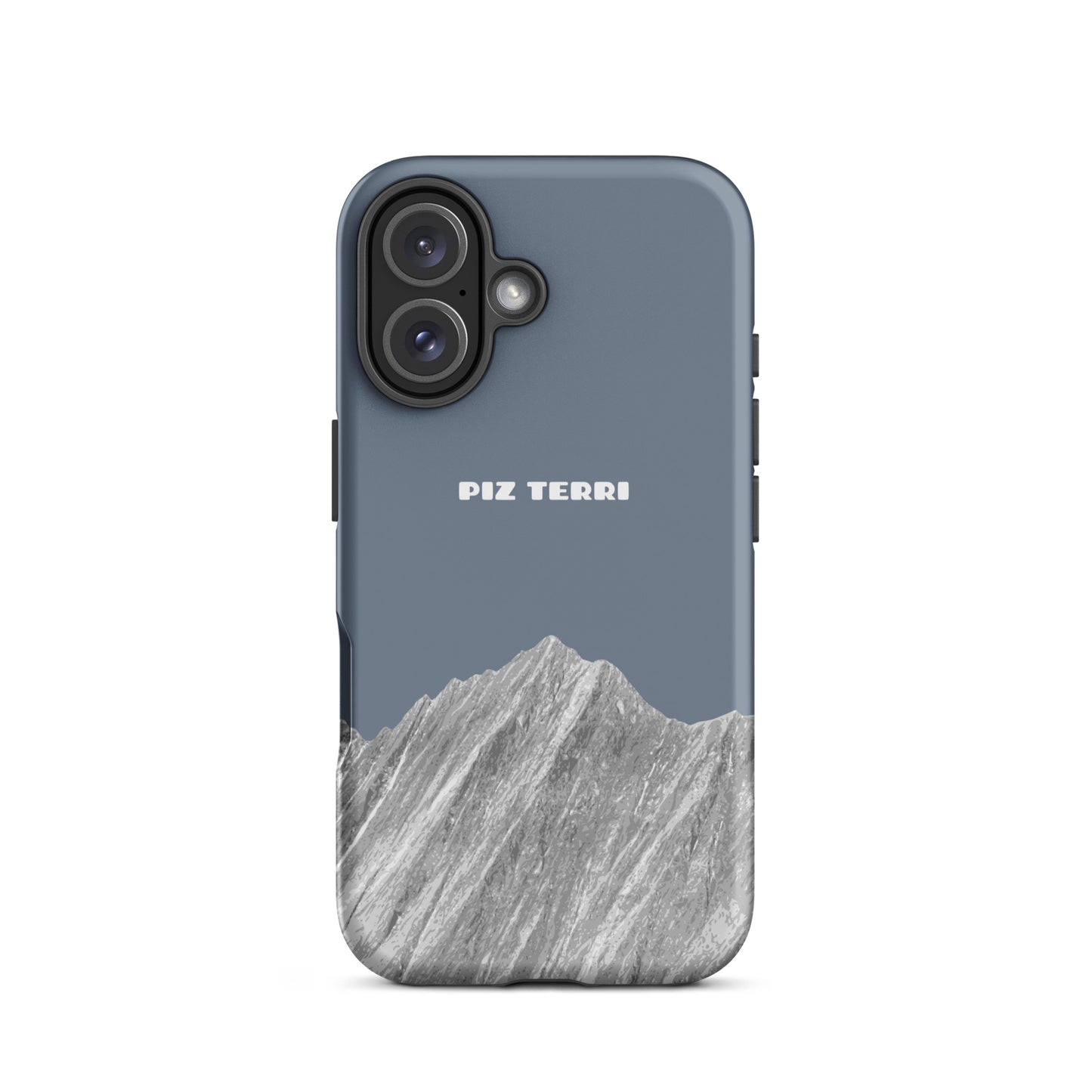 iPhone Hülle Piz Terri in Schiefergrau aus robustem Material, matte Oberfläche, passend für iPhone 16