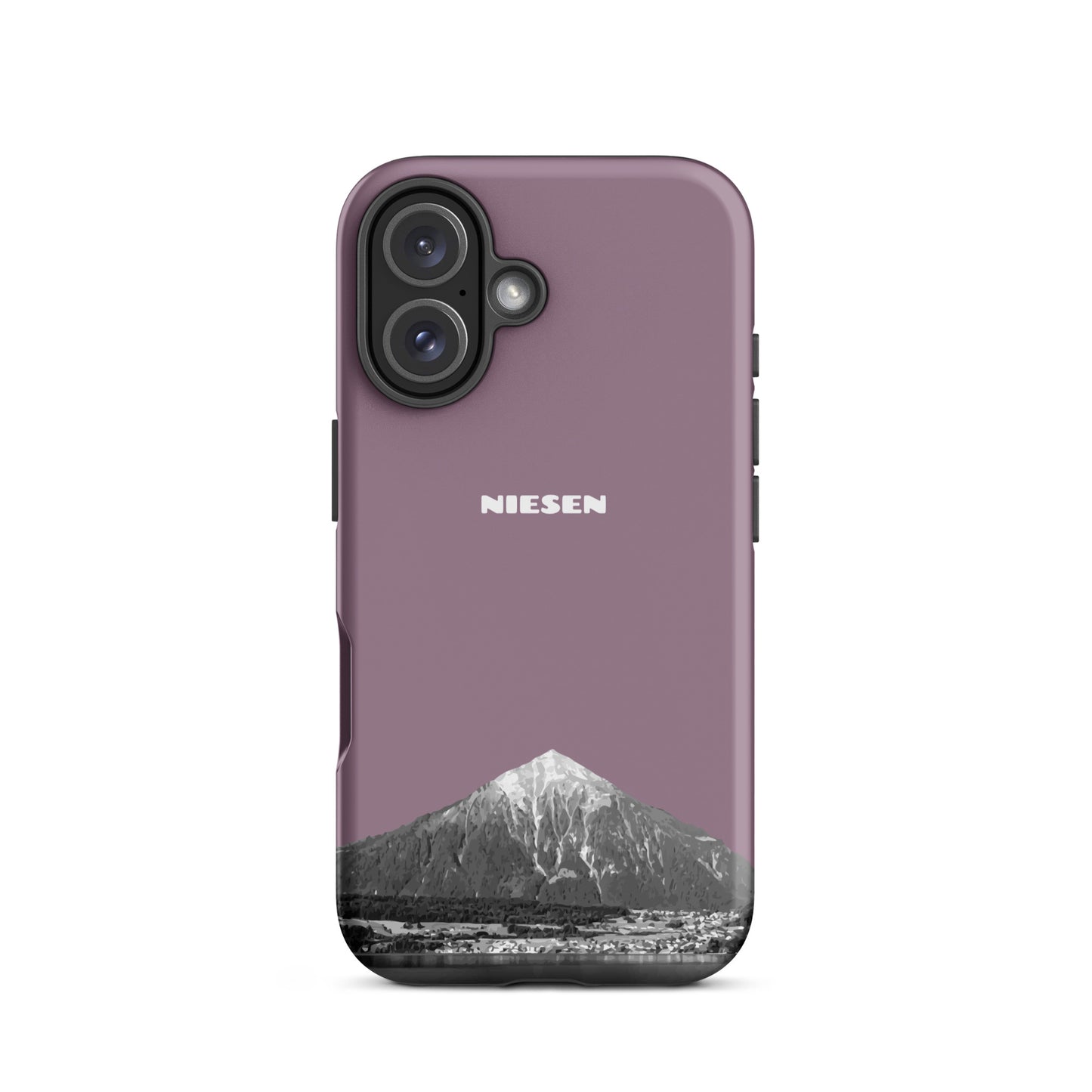 Pastellviolette iPhone 16 Hülle mit Niesen-Motiv, matt, stoßfest, präzise Aussparungen