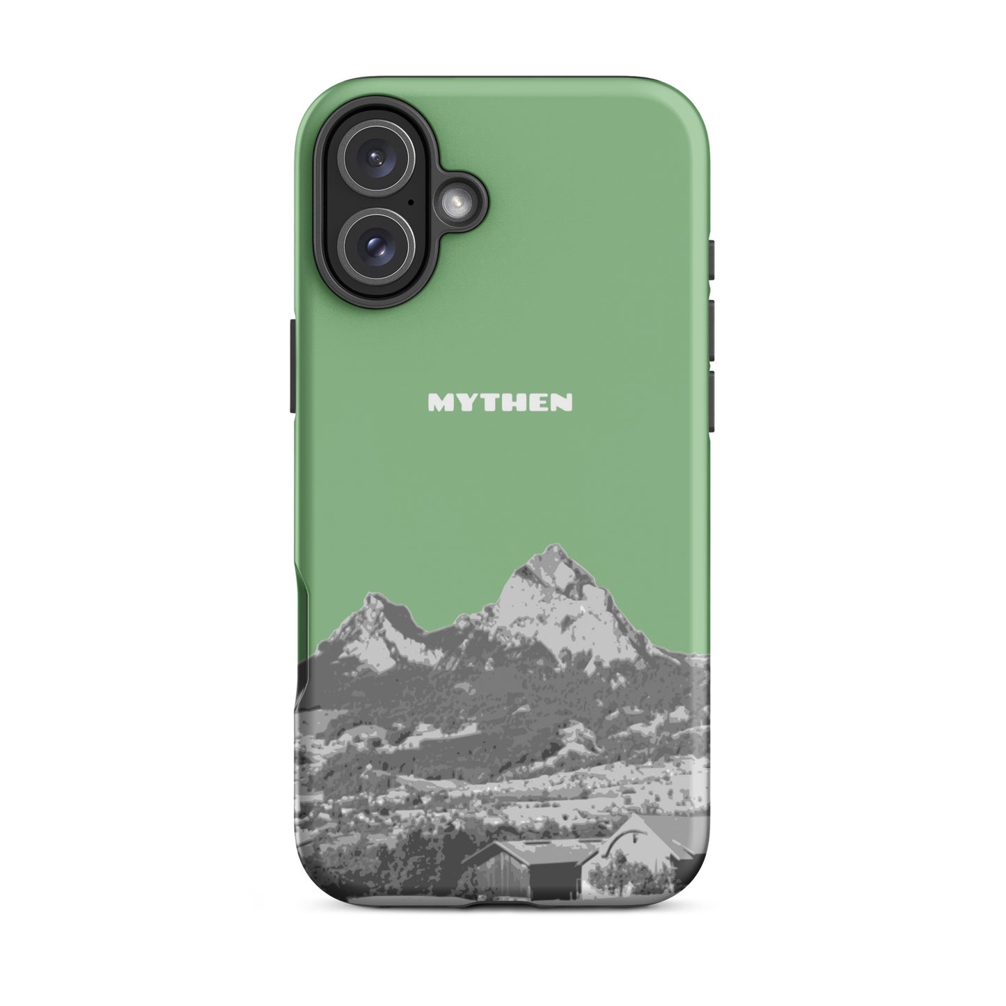 Matte Handyhülle für iPhone in Hellgrün mit Mythen-Design, Vorderansicht