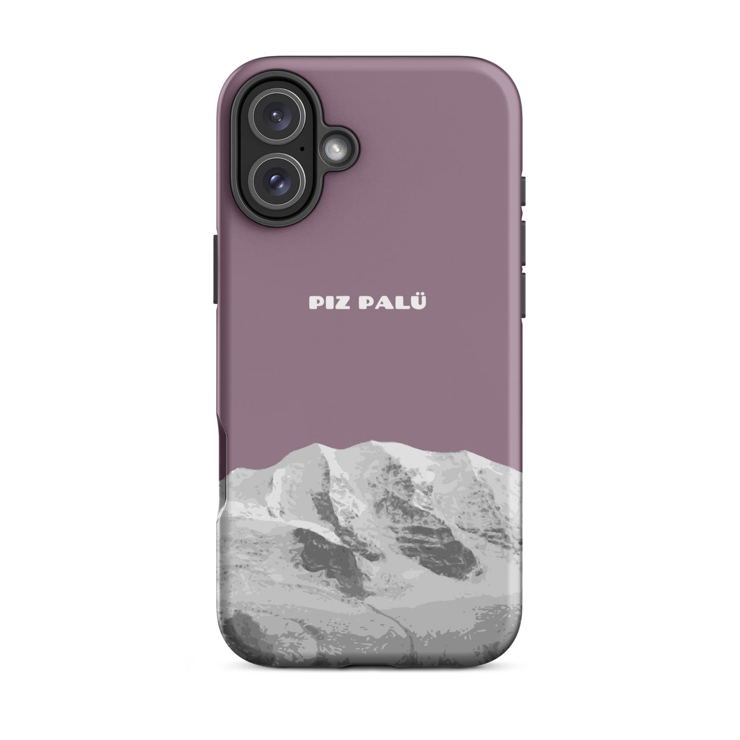 iPhone 16 Plus Hülle in Pastellviolett mit mattem Finish, Vorderansicht, Piz Palü Design