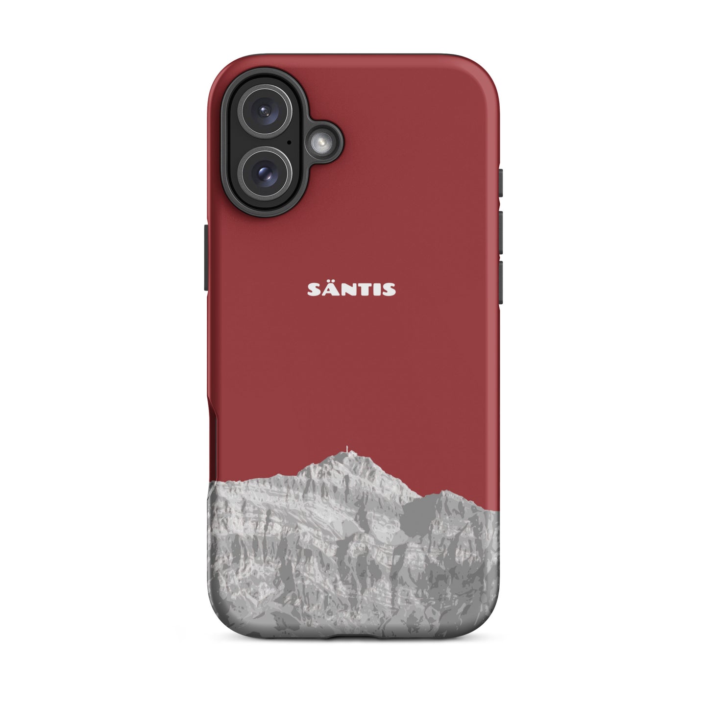 Rote iPhone 16 Plus Handyhülle mit mattem Finish, Säntis-Design, Schutzhülle für iPhone