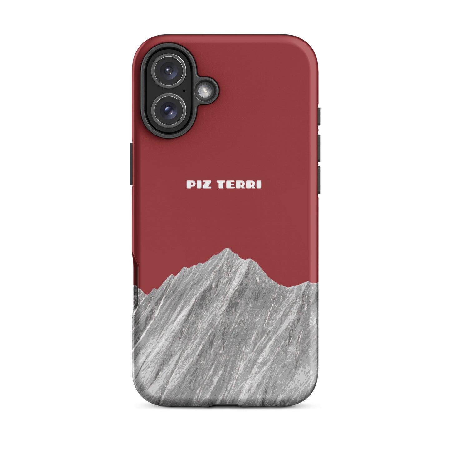 Rote iPhone-Hülle mit Piz Terri Motiv, matt, für iPhone 16 Plus