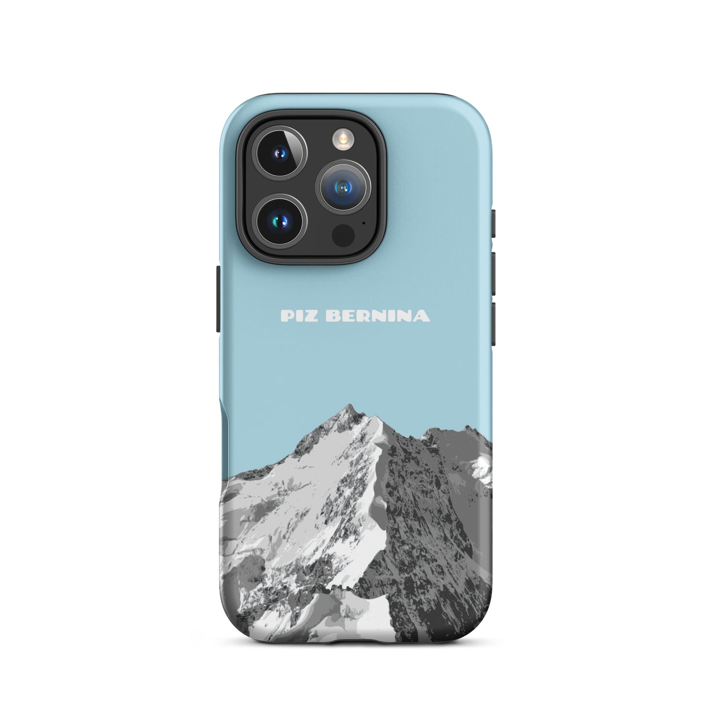 Matte Handyhülle für iPhone 16 Pro in Hellblau mit Piz Bernina Motiv