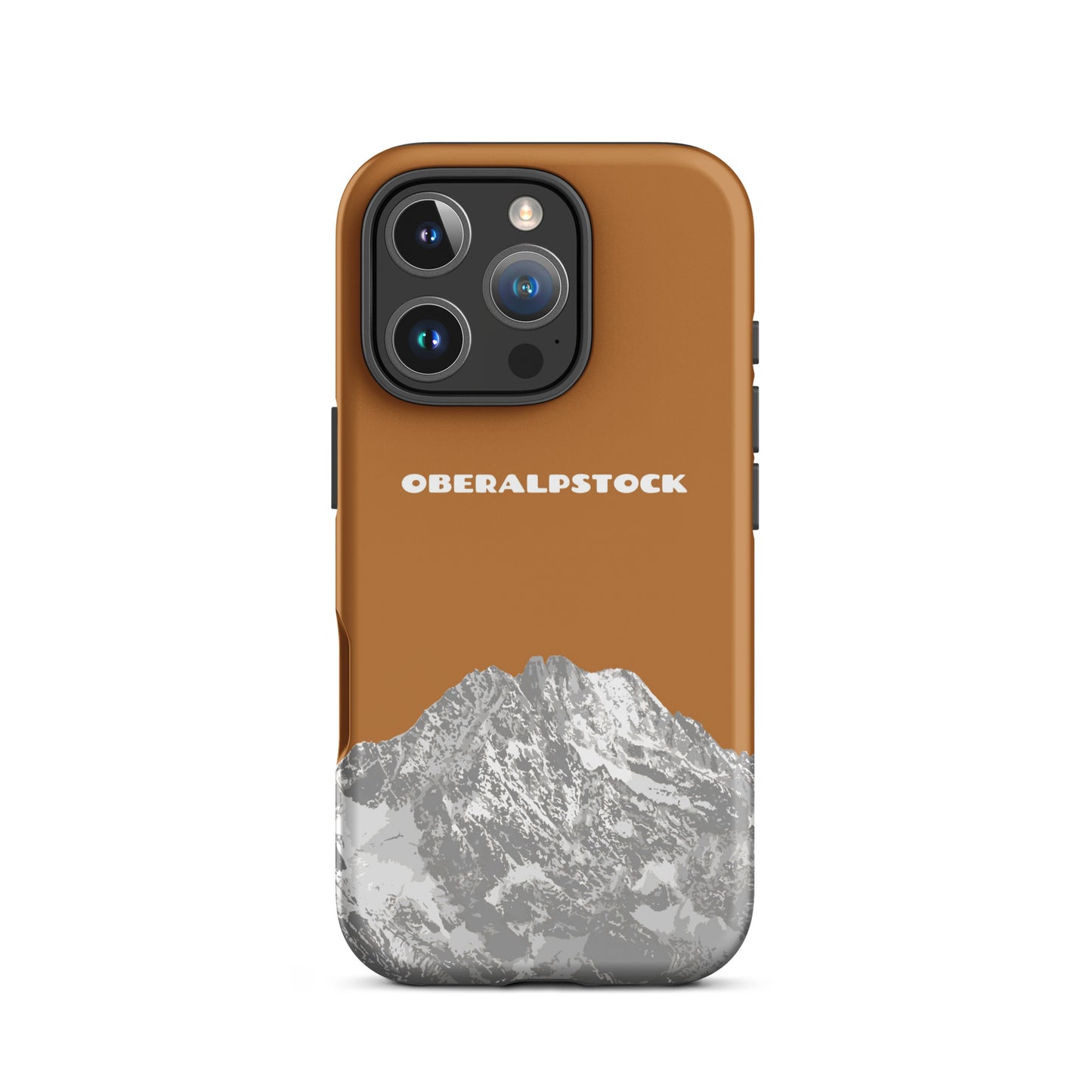 Matte iPhone-Hülle mit Oberalpstock-Motiv in Kupferfarbe, robustes Design für iPhone 16 Pro.