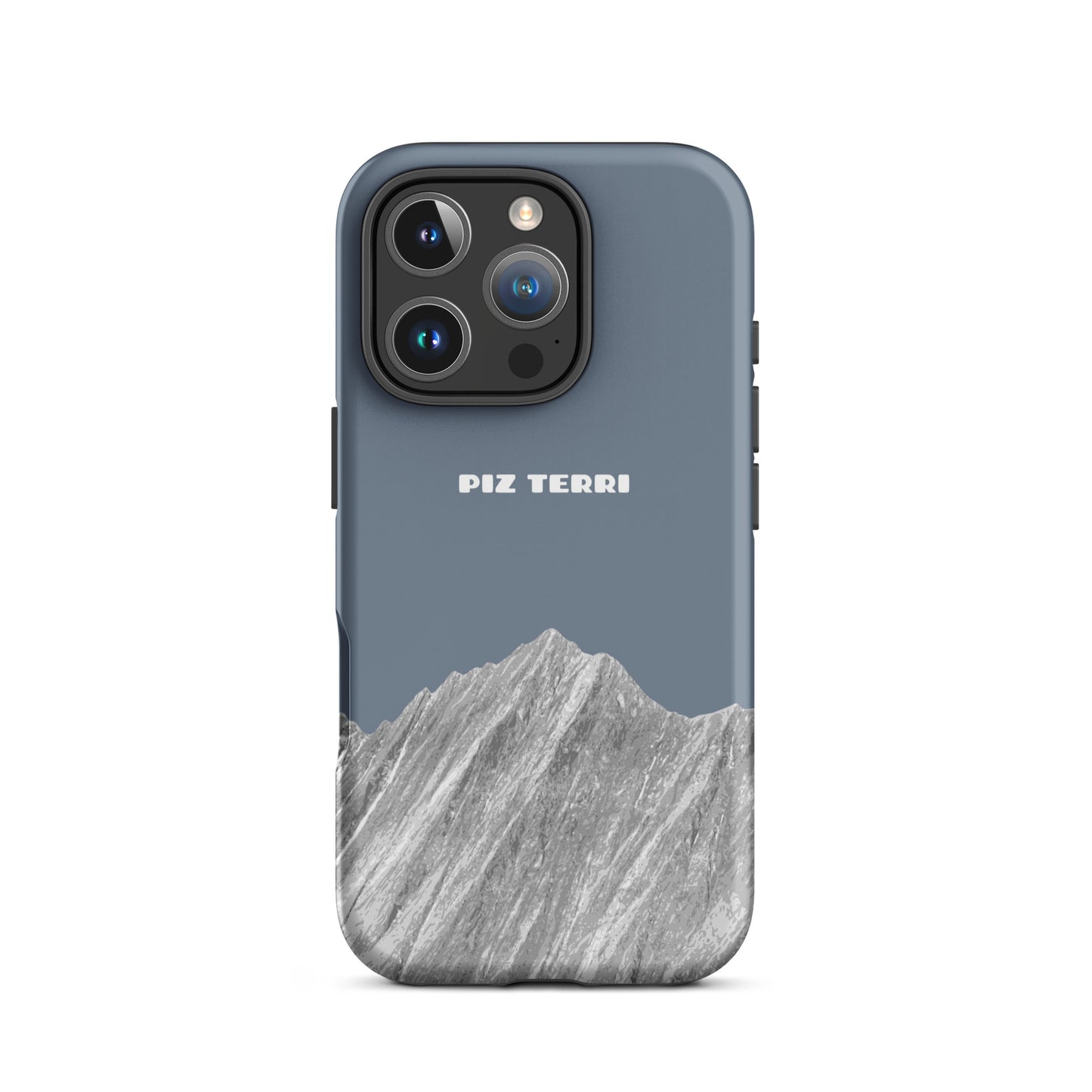 iPhone Hülle Piz Terri in Schiefergrau, matt, robuste Handyhülle für iPhone 16 Pro.