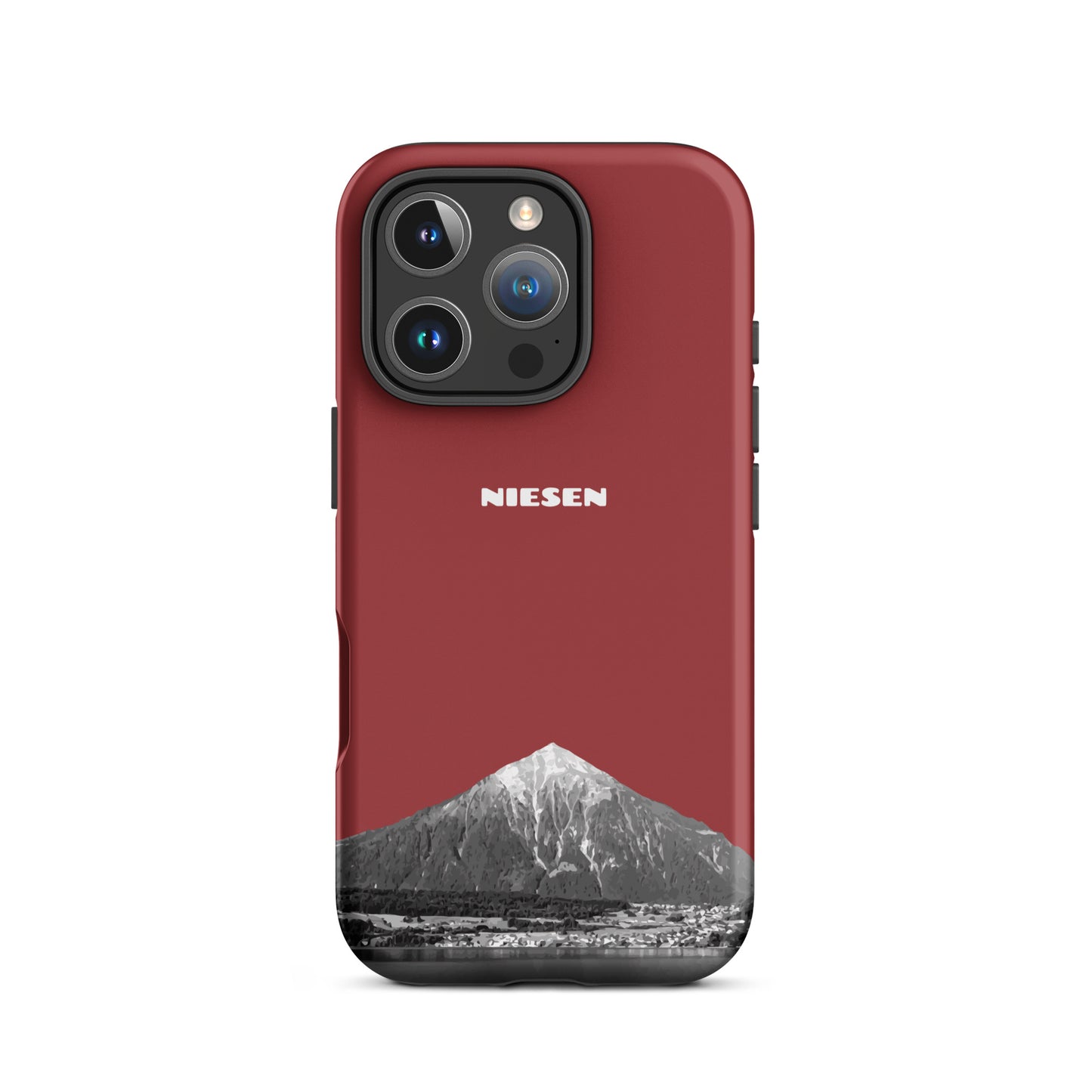 Rote iPhone 16 Pro Handyhülle mit Niesen-Motiv, matt, stoßfest