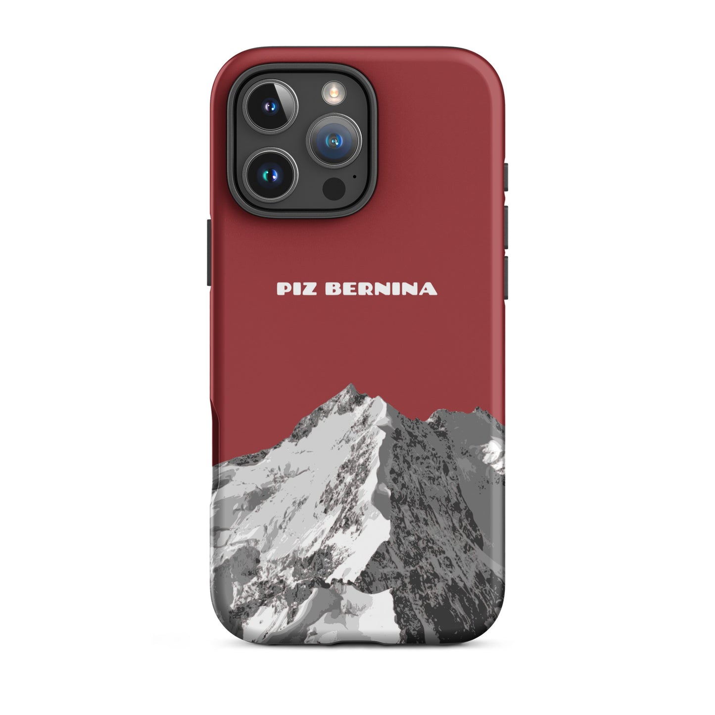 Robuste iPhone Hülle in Rot mit Piz Bernina Motiv, matt, für iPhone 16 Pro Max