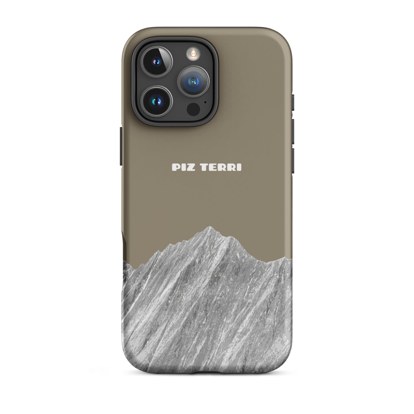 Graubraune iPhone Hülle mit Piz Terri Motiv, matt, für iPhone 16 Pro Max