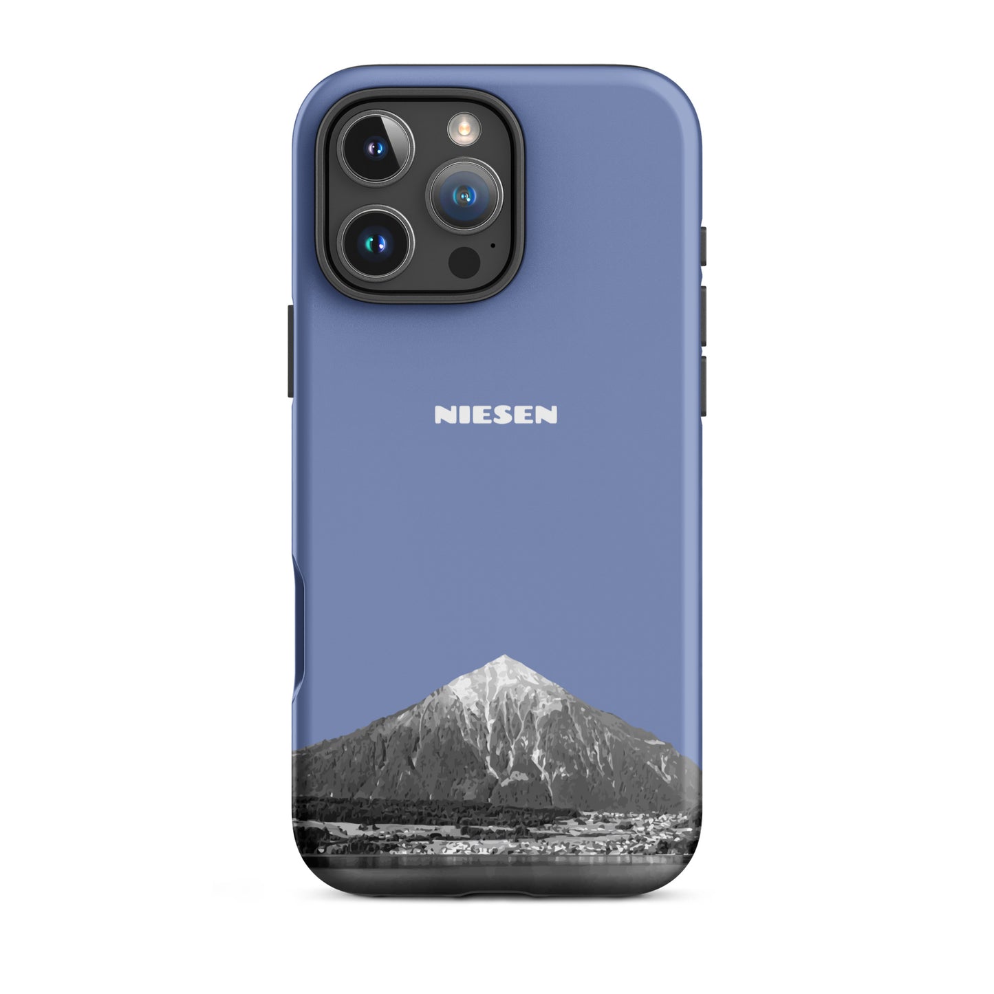 Pastellblaue iPhone 16 Pro Max Handyhülle mit Niesen-Motiv und mattem Finish