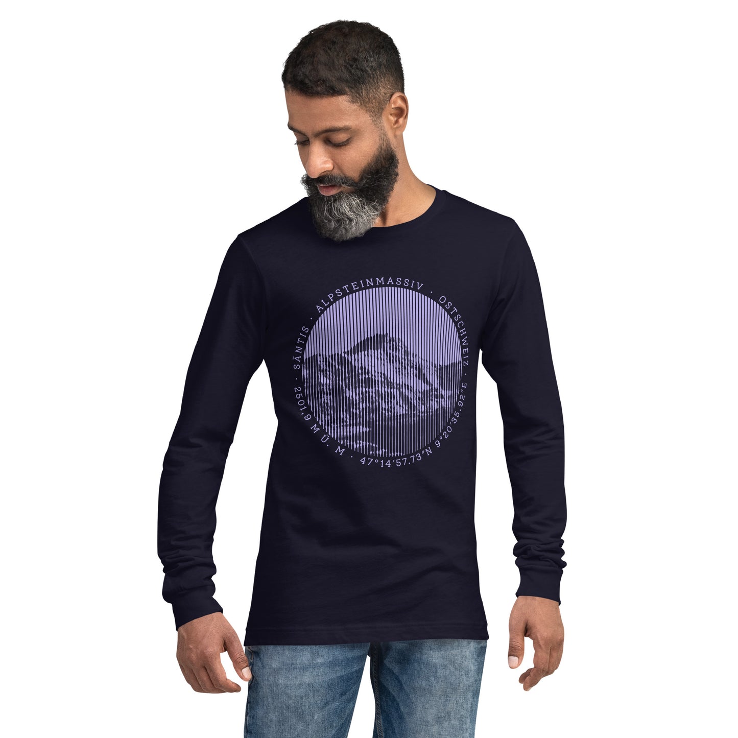 Herren-Langarm-T-Shirt Säntis, navyblau