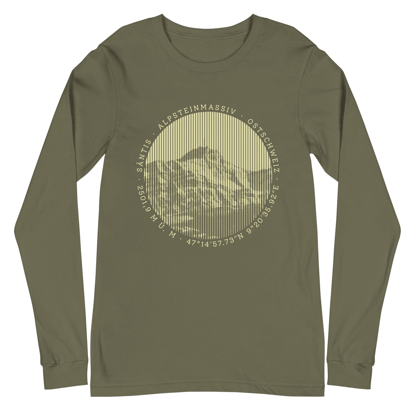 olivgrünes Langarm-Shirt mit Säntis