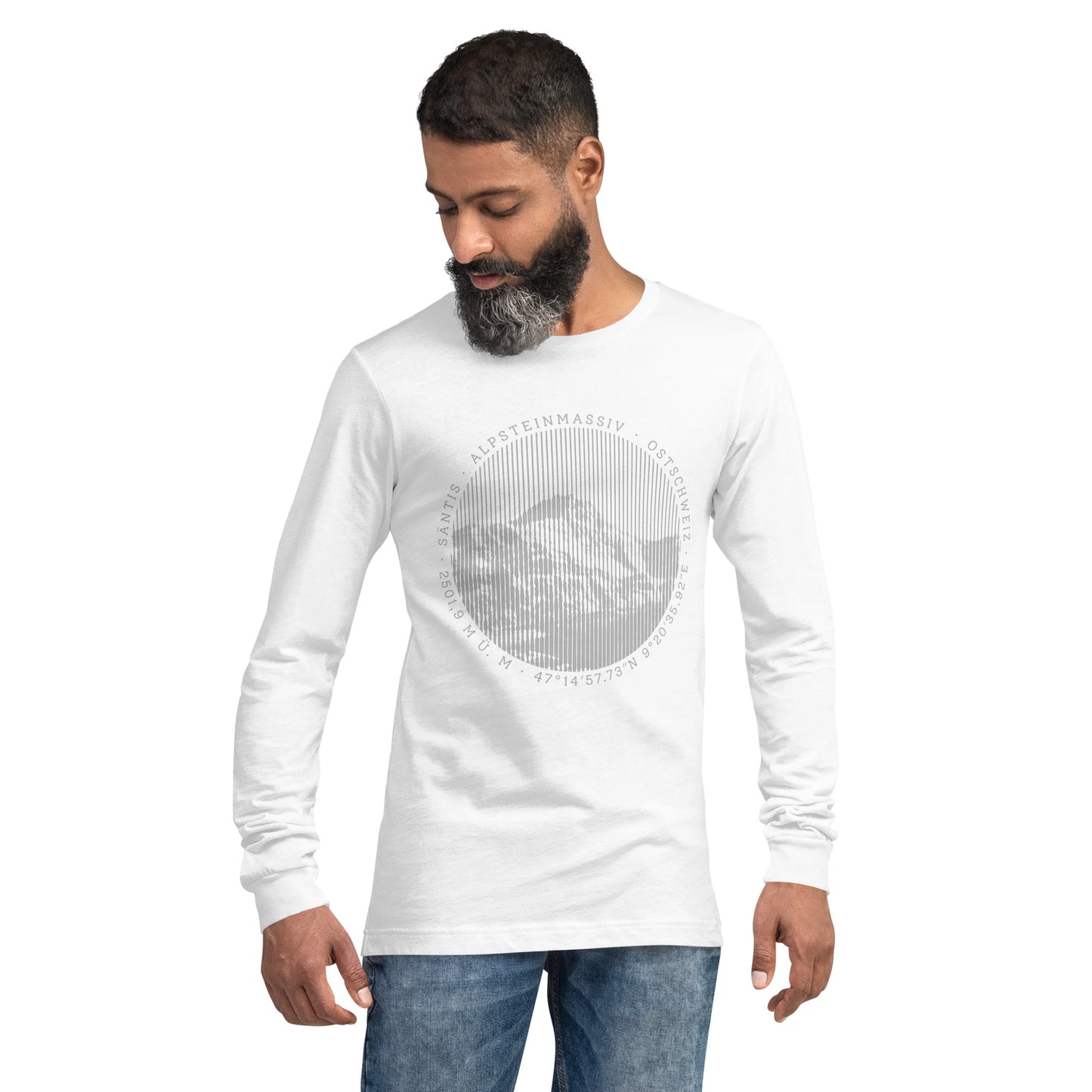 Herren-Langarm-T-Shirt Säntis, weiss