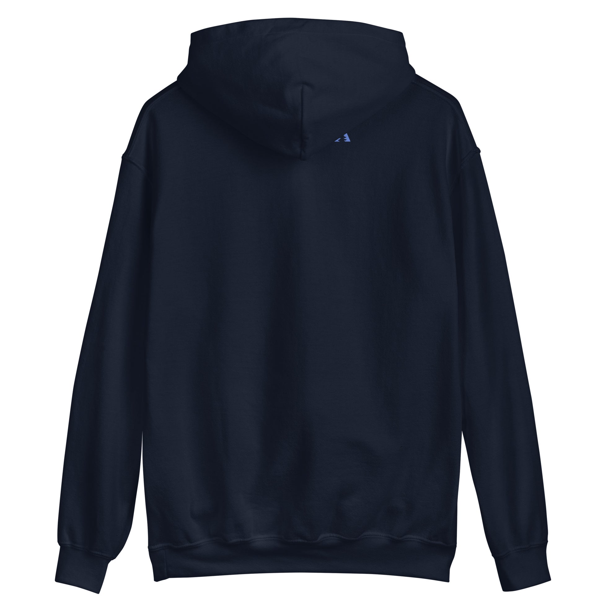 Damen Hoodie Säntis in Navyblau, Rückansicht mit Kapuze und Kordelzug.