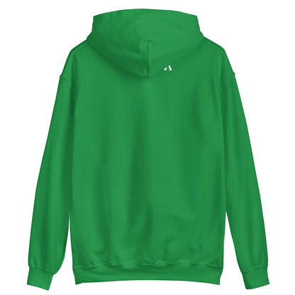 Rückseite eines grün-weissen Herren Hoodies