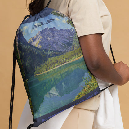 Sportbeutel mit Kordelzug, bedruckt mit Bergsee bei Arosa von Waldemar Theophil Fink.