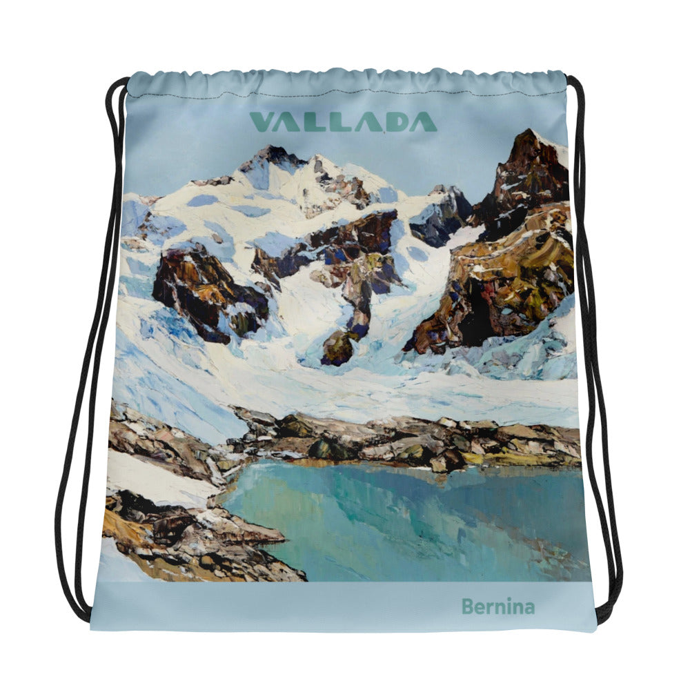 Sportbeutel Piz Bernina von Emil Brehm, Kordelzugbeutel mit Piz Bernina Aufdruck, ideal für Sport und Freizeit.