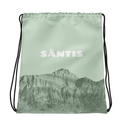 Grüner Kordelzugbeutel "Säntis" aus strapazierfähigem Material mit geräumigem Hauptfach.