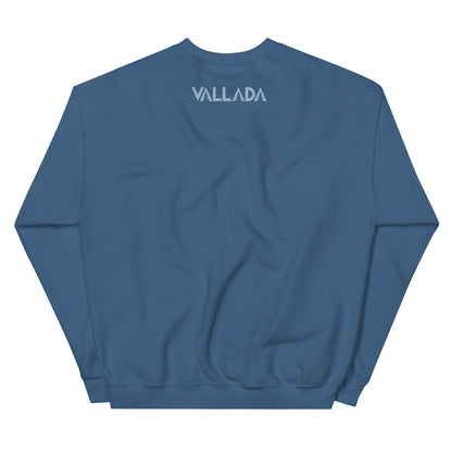 Rückenansicht des indigoblauen Sweatshirts mit Säntis von Vallada.