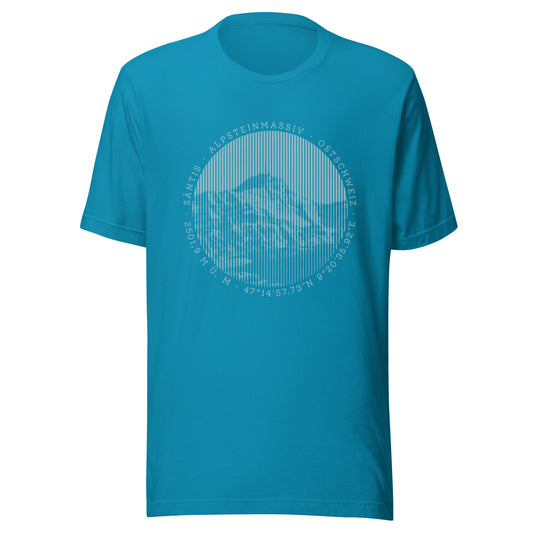 Türkisfarbenes T-Shirt für Damen mit Aufdruck des Gipfels Säntis.