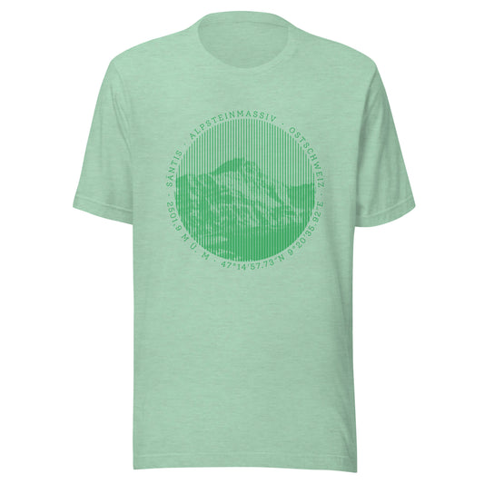 Mintfarbenes T-Shirt mit Aufdruck des Berges Säntis.