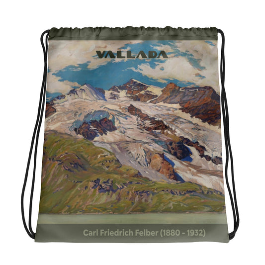 Sportbeutel Piz Cambrena mit Kordelzug, Kunststoffaufdruck von Carl Friedrich Felber, Grau