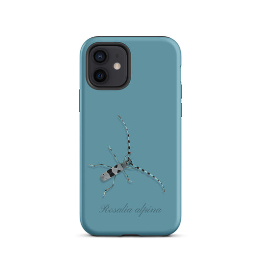 iPhone Case Alpenbock in Gletscherwasserblau mit Alpenmotiv und Vallada Logo