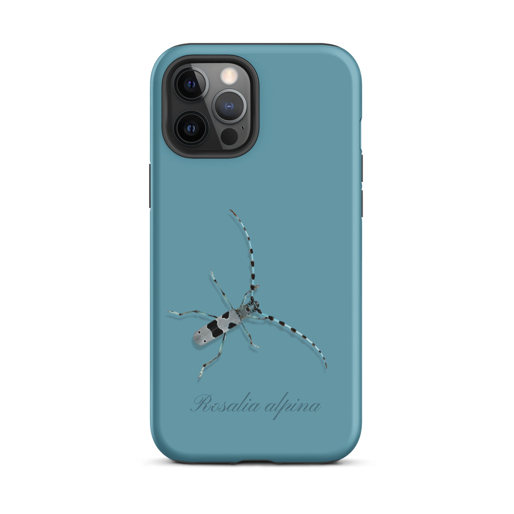 iPhone Case Alpenbock in Gletscherwasserblau mit Alpenmotiv auf der Rückseite
