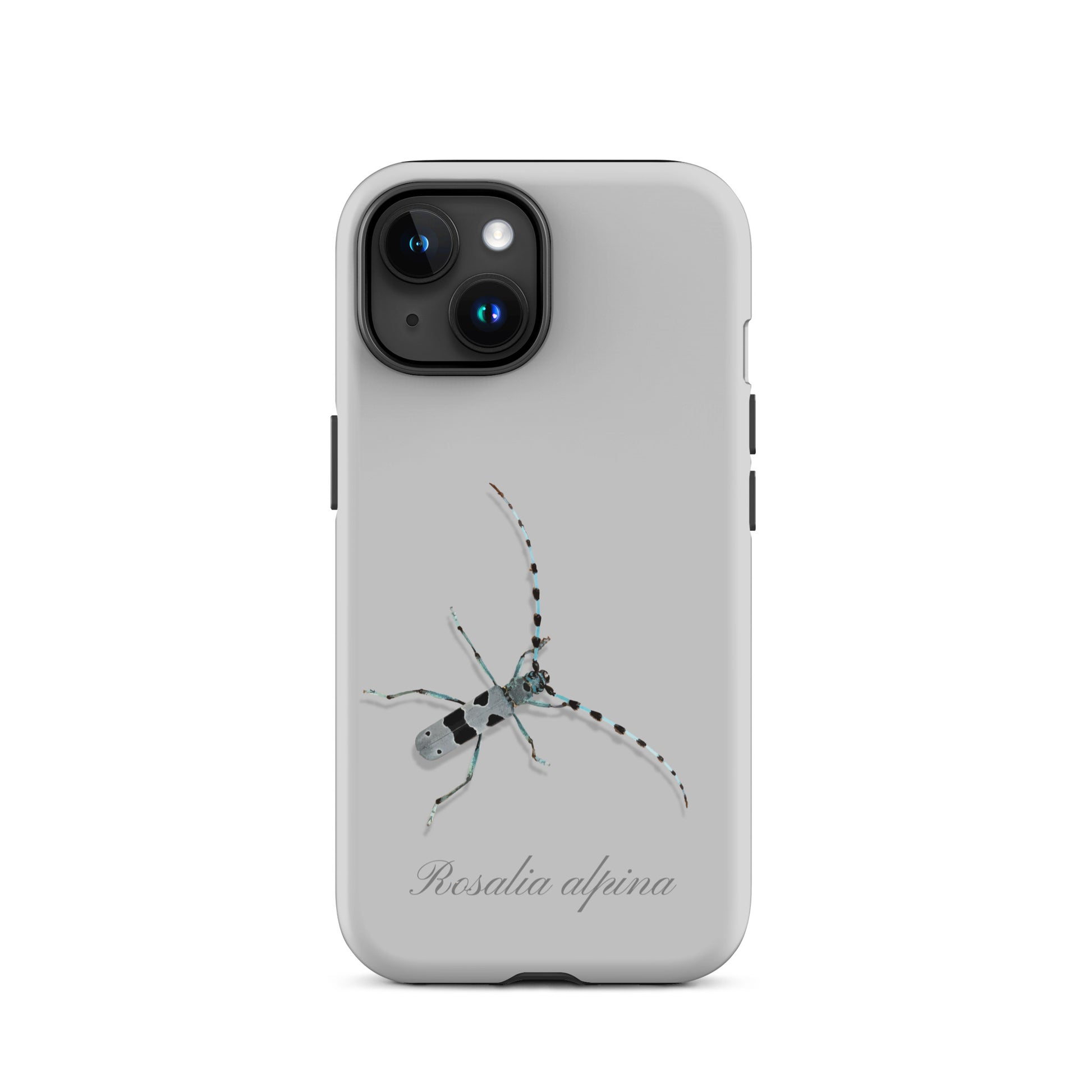 Graue iPhone Schutzhülle mit Alpenbock-Design, Handyhülle mit einzigartigem Käfermotiv