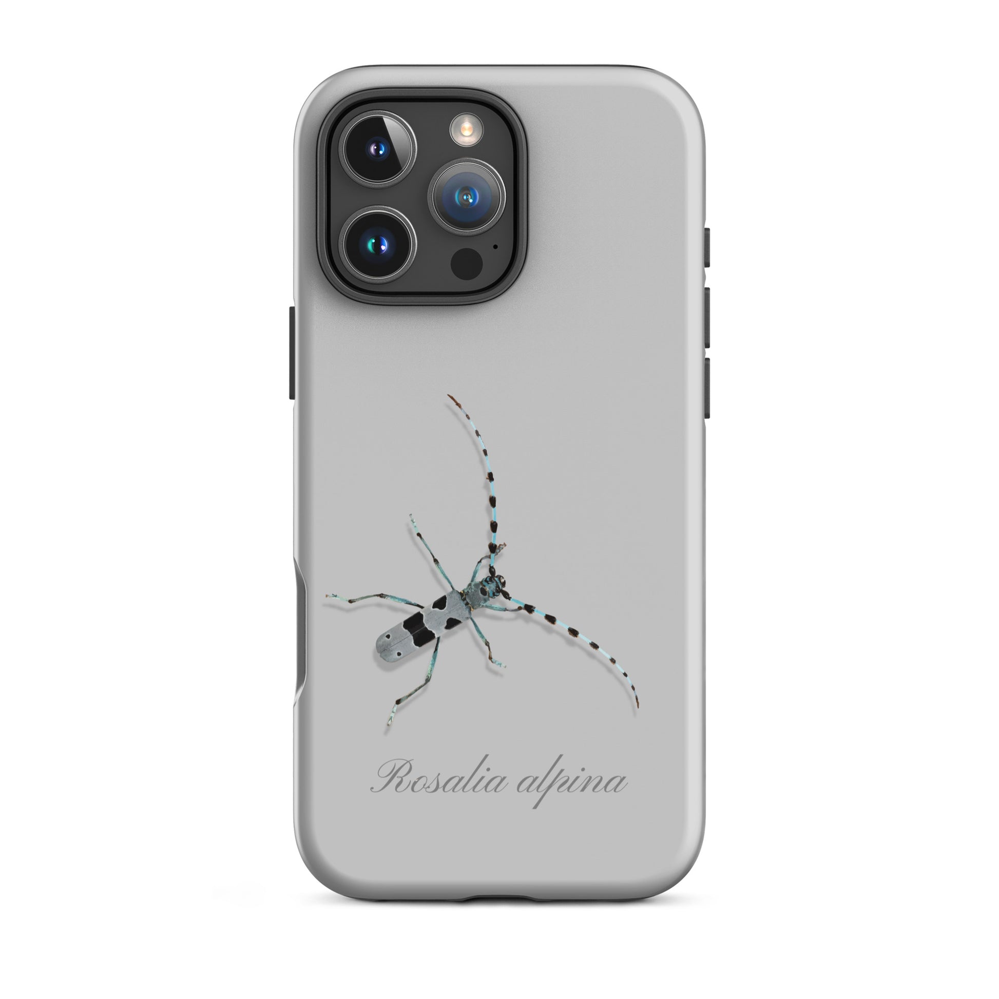 Graue iPhone-Hülle mit Alpenbock-Motiv, robustes Design, Schutz für iPhone
