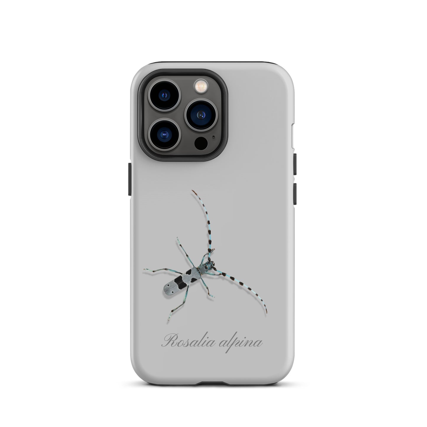 iPhone Case Alpenbock in Grau mit Holzmaserung aus nachhaltigem Bambus.