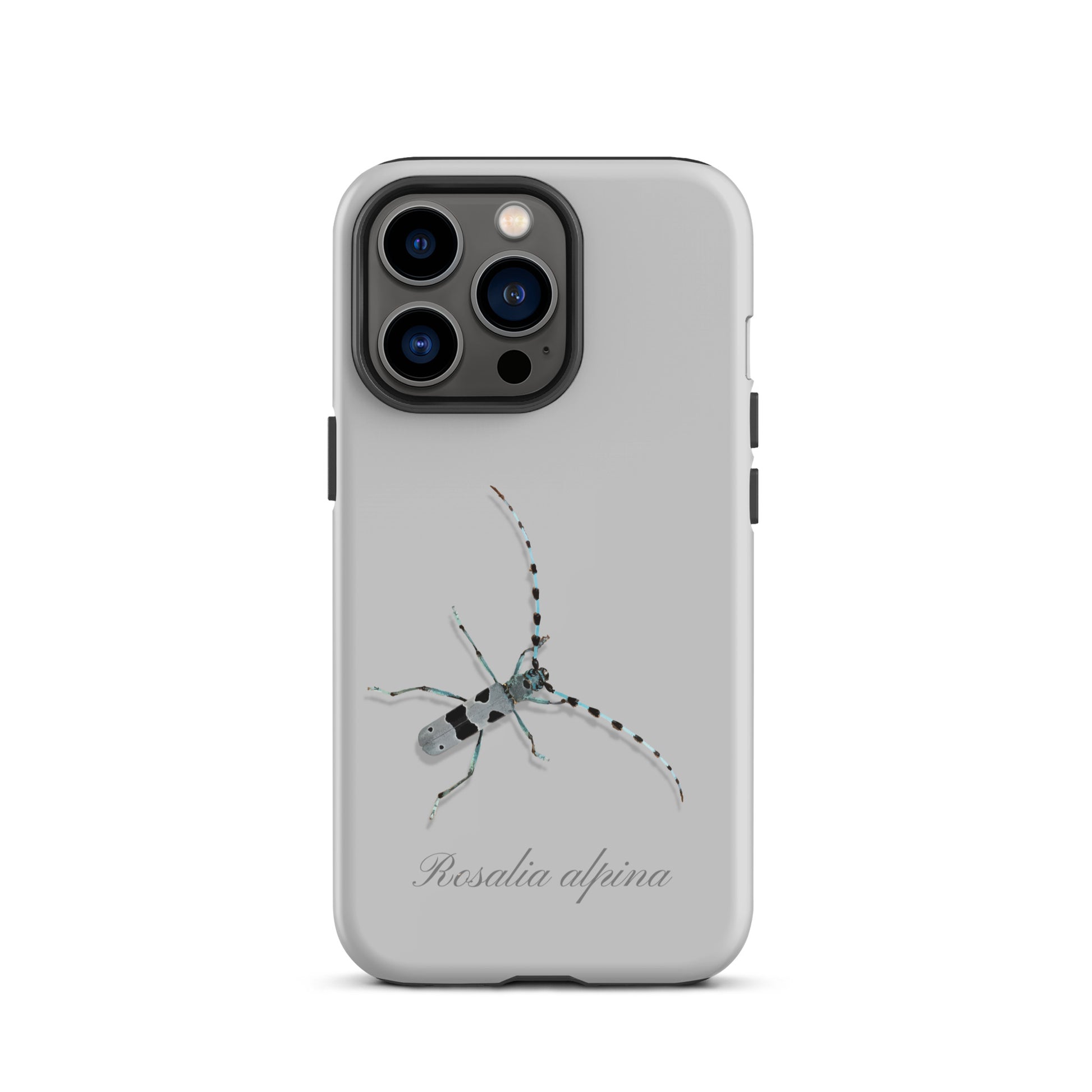 iPhone Case Alpenbock in Grau mit Holzmaserung aus nachhaltigem Bambus.