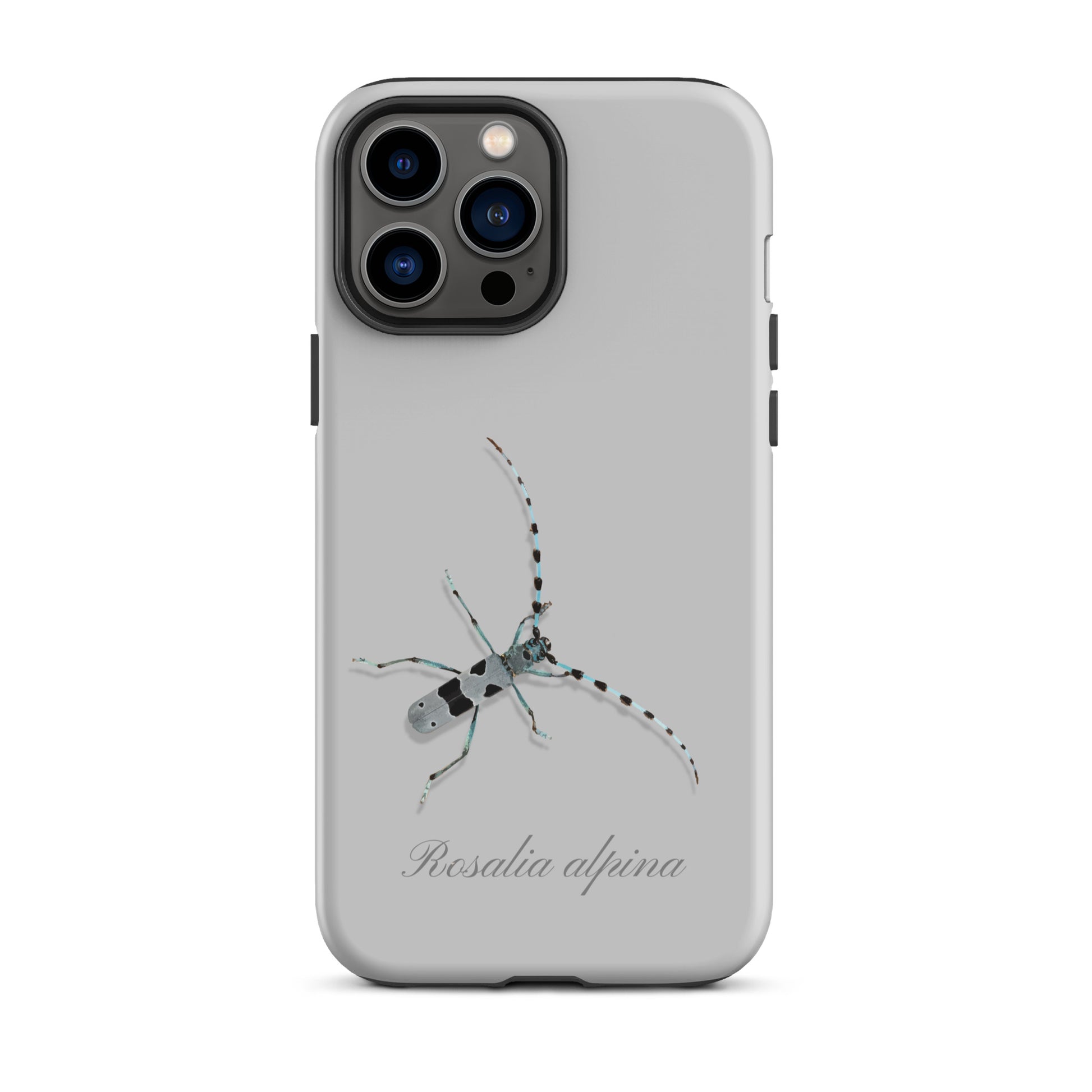 Graue iPhone-Hülle mit Alpenbock-Design, robuste Schutzhülle für iPhones, Naturmotiv.