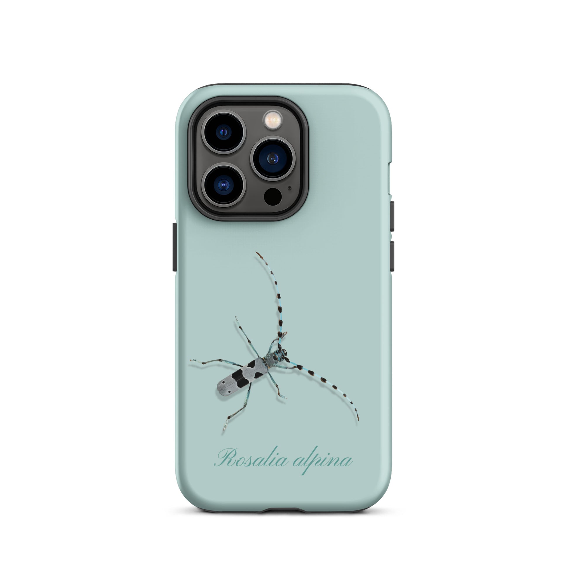 iPhone Case Alpenbock in Hellblau mit Alpenmotiv und Holzoptik