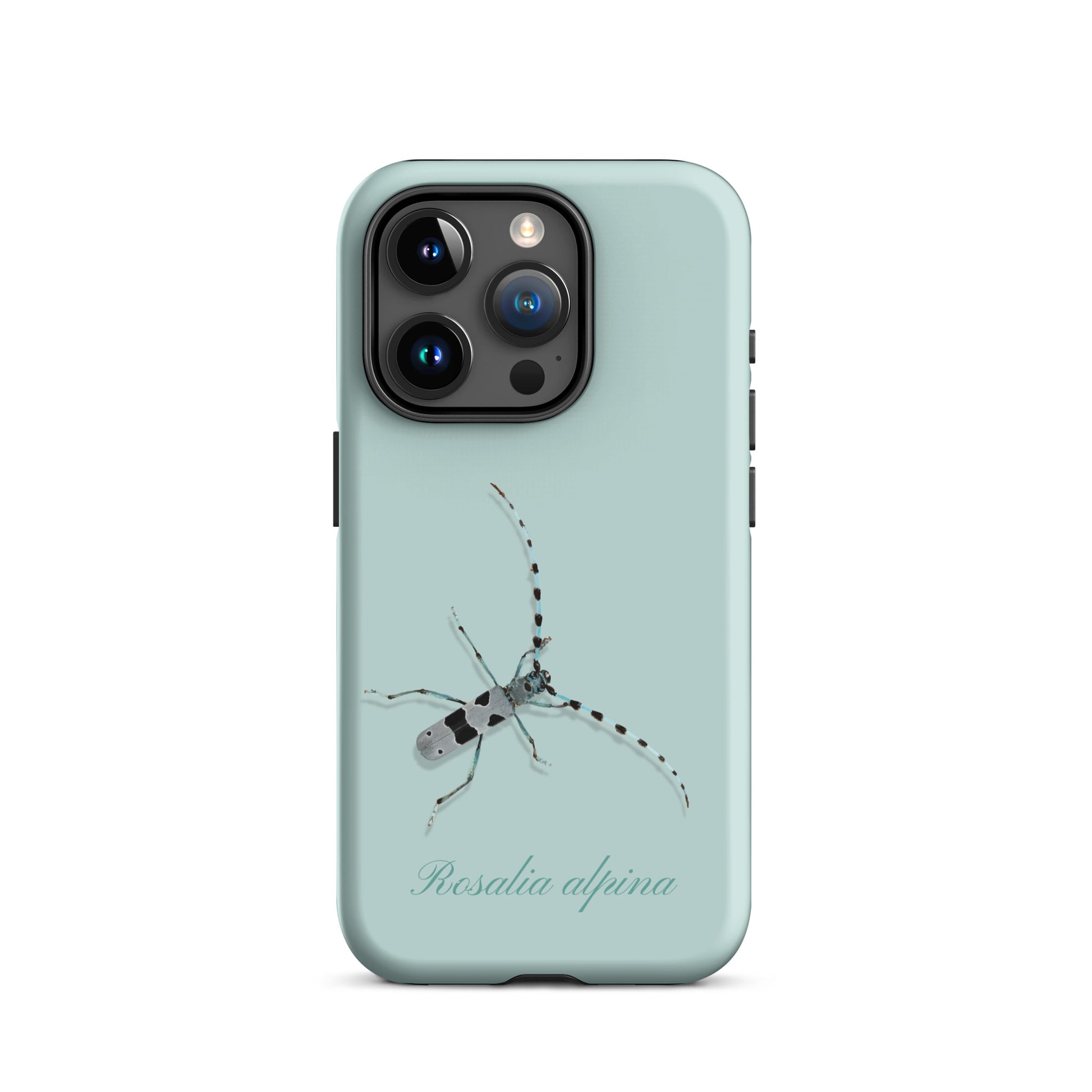 iPhone Hülle Alpenbock in Hellblau mit Holzoptik für iPhone 15