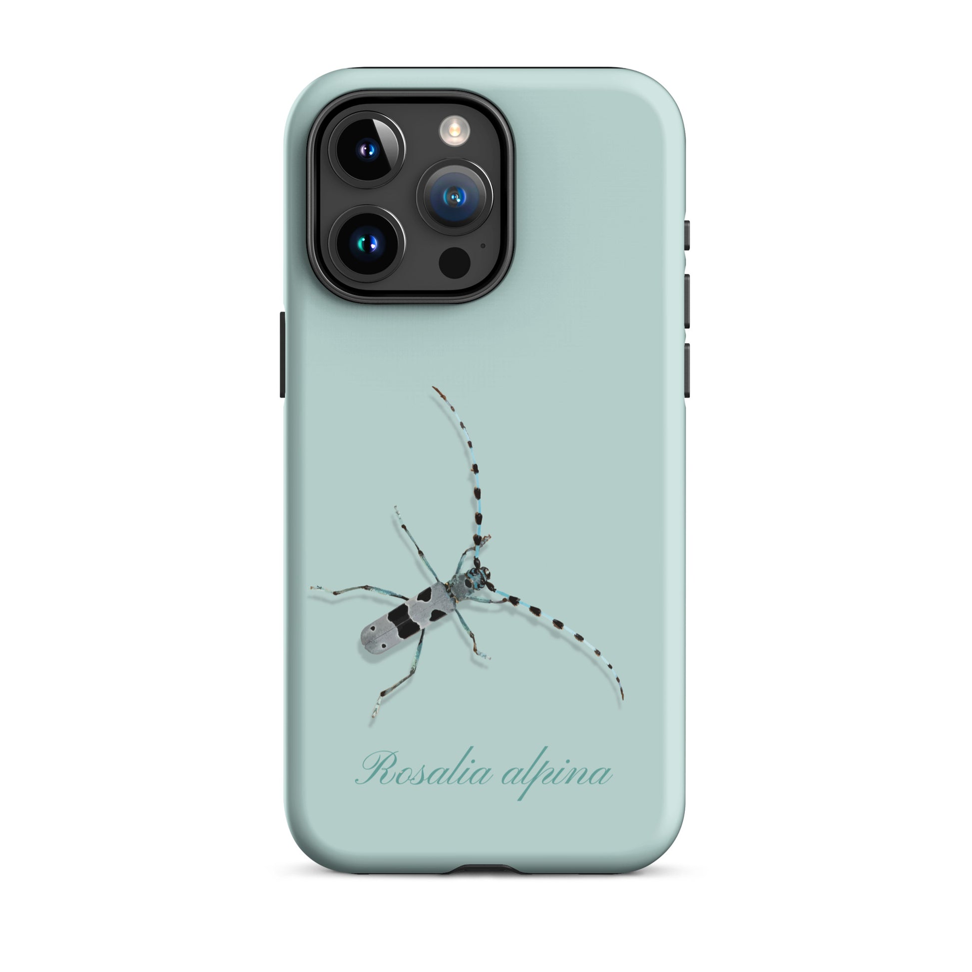 Hellblaue iPhone Handyhülle mit Alpenbock-Motiv aus robustem Material
