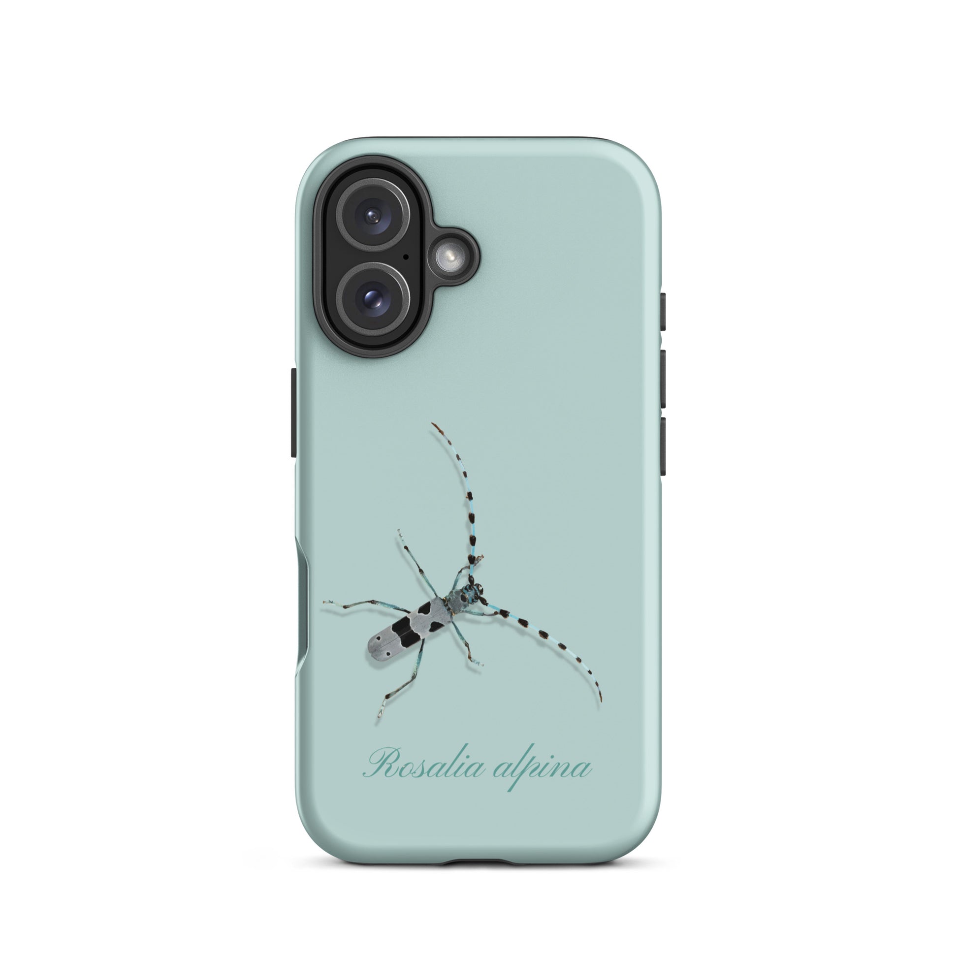 iPhone Hülle Alpenbock in Hellblau mit Alpenmotiv auf der Rückseite.
