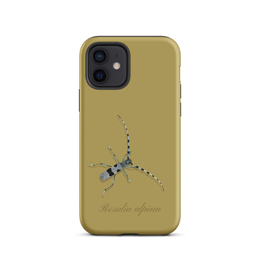 iPhone Case Alpenbock in Ockergelb, Holzoptik mit Naturmotiv, für iPhone 12/13