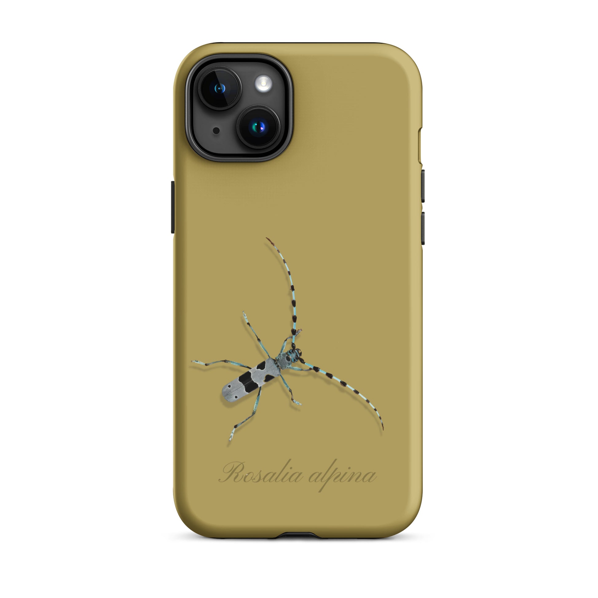 iPhone Case Alpenbock in Ockergelb mit Alpenmotiv aus nachhaltigem Material.
